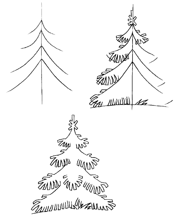 Как нарисовать красивую елку